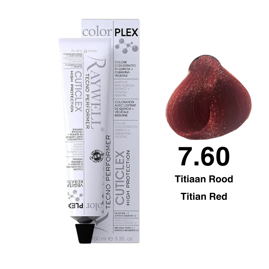 Raywell ColorPlex - Permanente HaarVerf - 7.60 - Titiaan Rood -100 ml