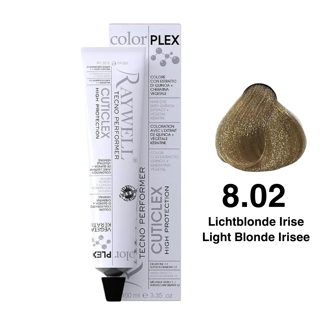 Raywell ColorPlex - Permanente HaarVerf - 8.02 - Lichtblonde Irise -100 ml