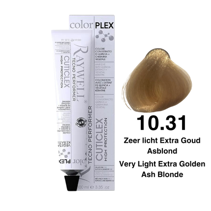 Raywell ColorPlex - Permanente HaarVerf - 10.31 - Zeer licht Extra Goud Asblond - 100 ml
