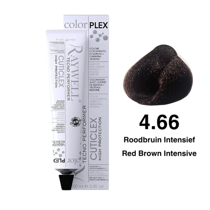 Raywell ColorPlex - Permanente HaarVerf - 4.66 - Roodbruin Intensief -100 ml