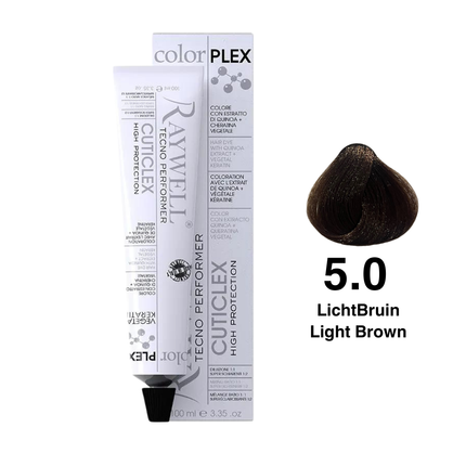 Raywell ColorPlex - Permanente HaarVerf - 5.0 - LichtBruin - 100 ml