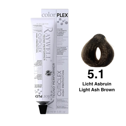 Raywell ColorPlex - Permanente HaarVerf - 5.1 - Licht Asbruin -100 ml