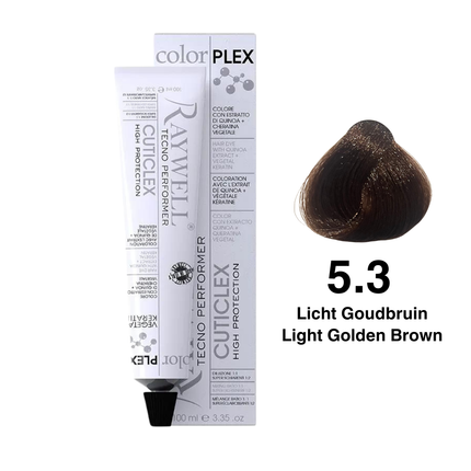 Raywell ColorPlex - Permanente HaarVerf - 5.3 - Licht Goudbruin -100 ml
