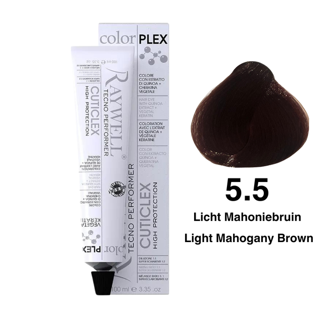 Raywell ColorPlex - Permanente HaarVerf - 5.5 - Licht Mahoniebruin -100 ml