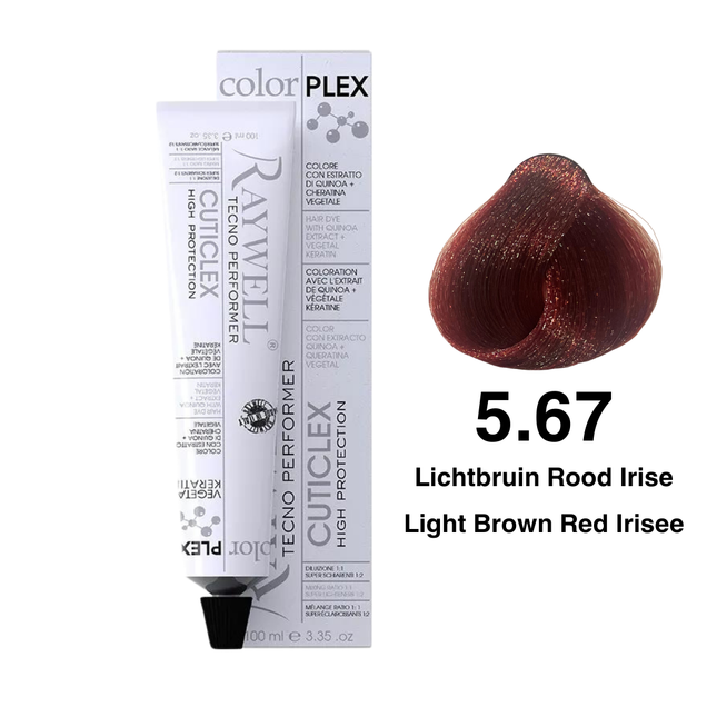 Raywell ColorPlex - Permanente HaarVerf - 5.67 - Lichtbruin Rood Irise -100 ml