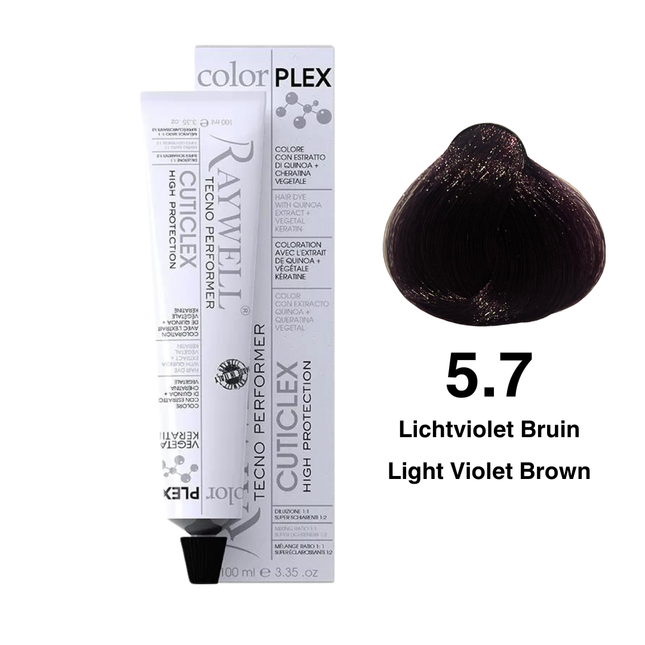 Raywell ColorPlex - Permanente HaarVerf - 5.7 - Lichtviolet Bruin -100 ml