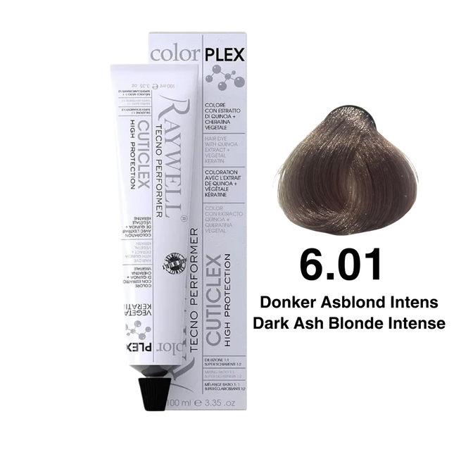 Raywell ColorPlex - Permanente HaarVerf - 6.01 - Donker Asblond Intens -100 ml