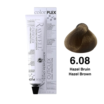 Raywell ColorPlex - Permanente HaarVerf - 6.08 - Hazel Bruin -100 ml
