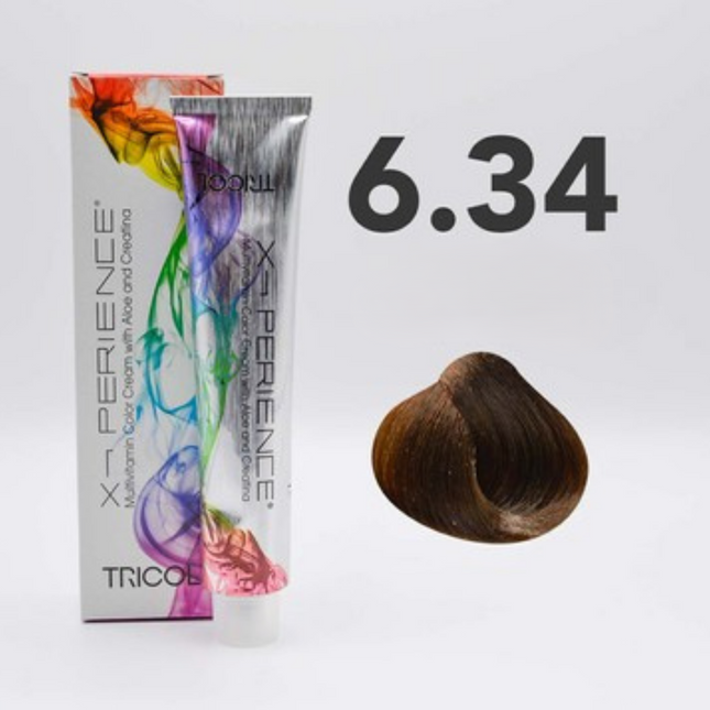 Tricol Xperience - Permanente HaarVerf - 6.34 - Licht Koperachtig Goudblond - 100 ml