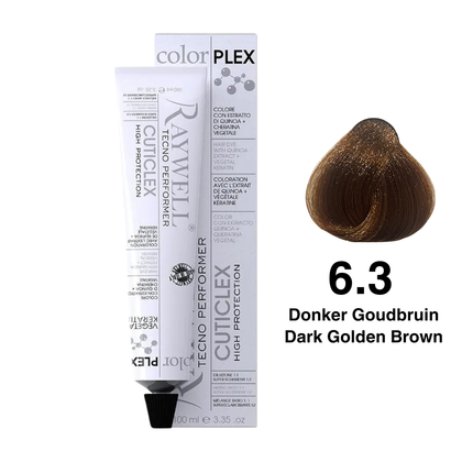 Raywell ColorPlex - Permanente HaarVerf - 6.3 - Donker Goudbruin -100 ml