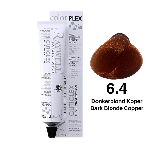 Raywell ColorPlex - Permanente HaarVerf - 6.4 - Donkerblond Koper -100 ml
