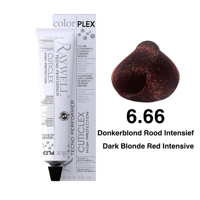 Raywell ColorPlex - Permanente HaarVerf - 6.66 - Donkerblond Rood Intensief -100 ml