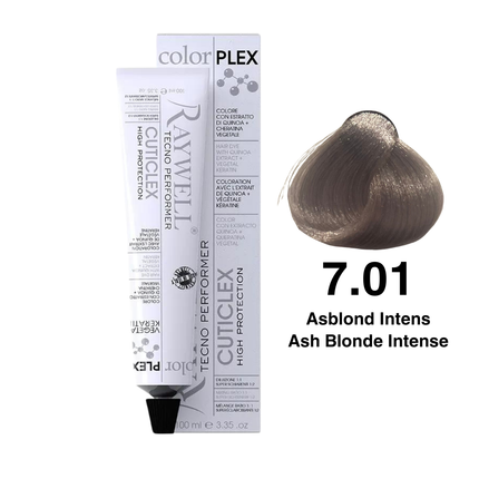 Raywell ColorPlex - Permanente HaarVerf - 7.01 - Asblond Intens -100 ml