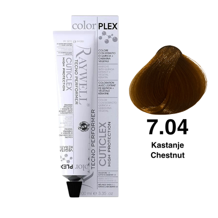 Raywell ColorPlex - Permanente HaarVerf - 7.04 - Kastanje -100 ml