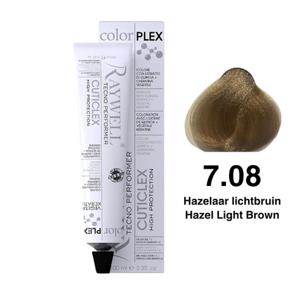 Raywell ColorPlex - Permanente HaarVerf - 7.08 - Hazelaar lichtbruin -100 ml