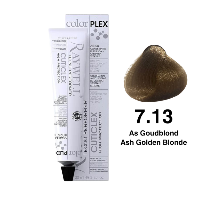 Raywell ColorPlex - Permanente HaarVerf - 7.13 - As Goudblond -100 ml