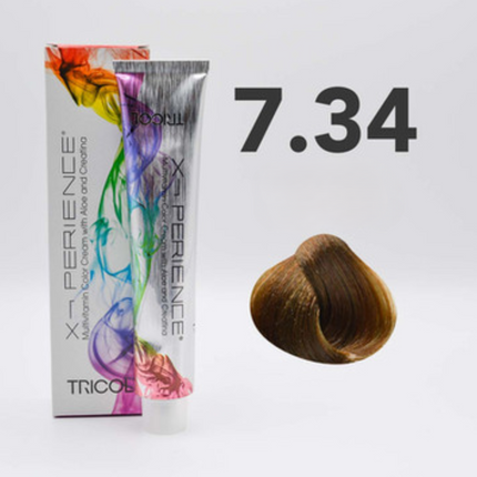 Tricol Xperience - Permanente Haarverf- 7.34 - Tabaksblond - 100 ml