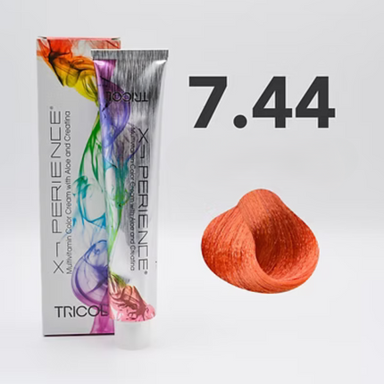 Tricol Xperience - Permanente HaarVerf - 7.44 - Intens Koperblond -100 ml