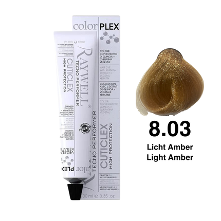Raywell ColorPlex - Permanente HaarVerf - 8.03 - Licht Amber -100 ml