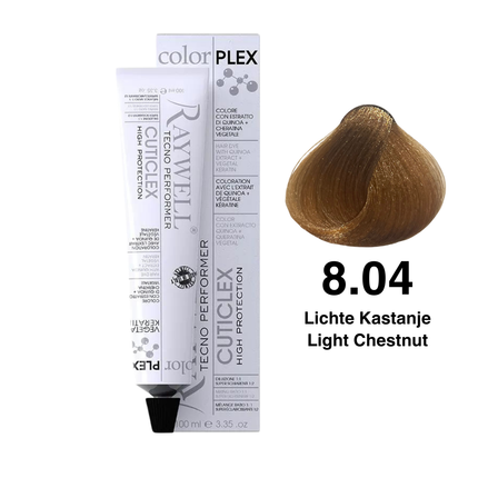Raywell ColorPlex - Permanente HaarVerf - 8.04 - Lichte kastanje -100 ml