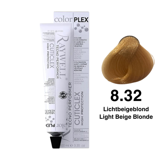 Raywell ColorPlex - Permanente HaarVerf - 8.32 - Lichtbeigeblond -100 ml