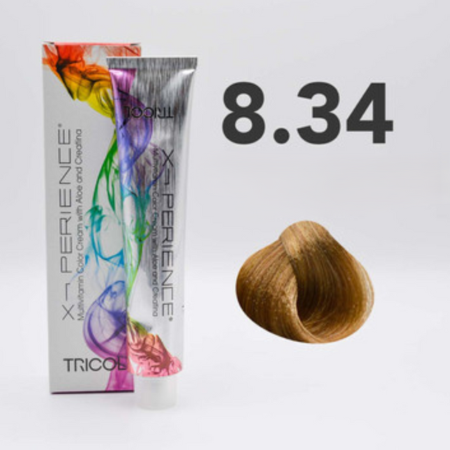 Tricol Xperience - Permanente HaarVerf - 8.34 - Licht Koperachtig Goudblond -100 ml