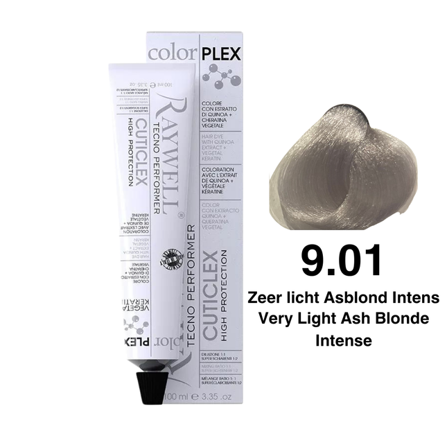 Raywell ColorPlex - Permanente HaarVerf - 9.01 - Zeer licht Asblond Intens -100 ml