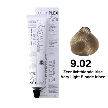 Raywell ColorPlex - Permanente HaarVerf - 9.02 - Zeer lichtblonde Irise -100 ml